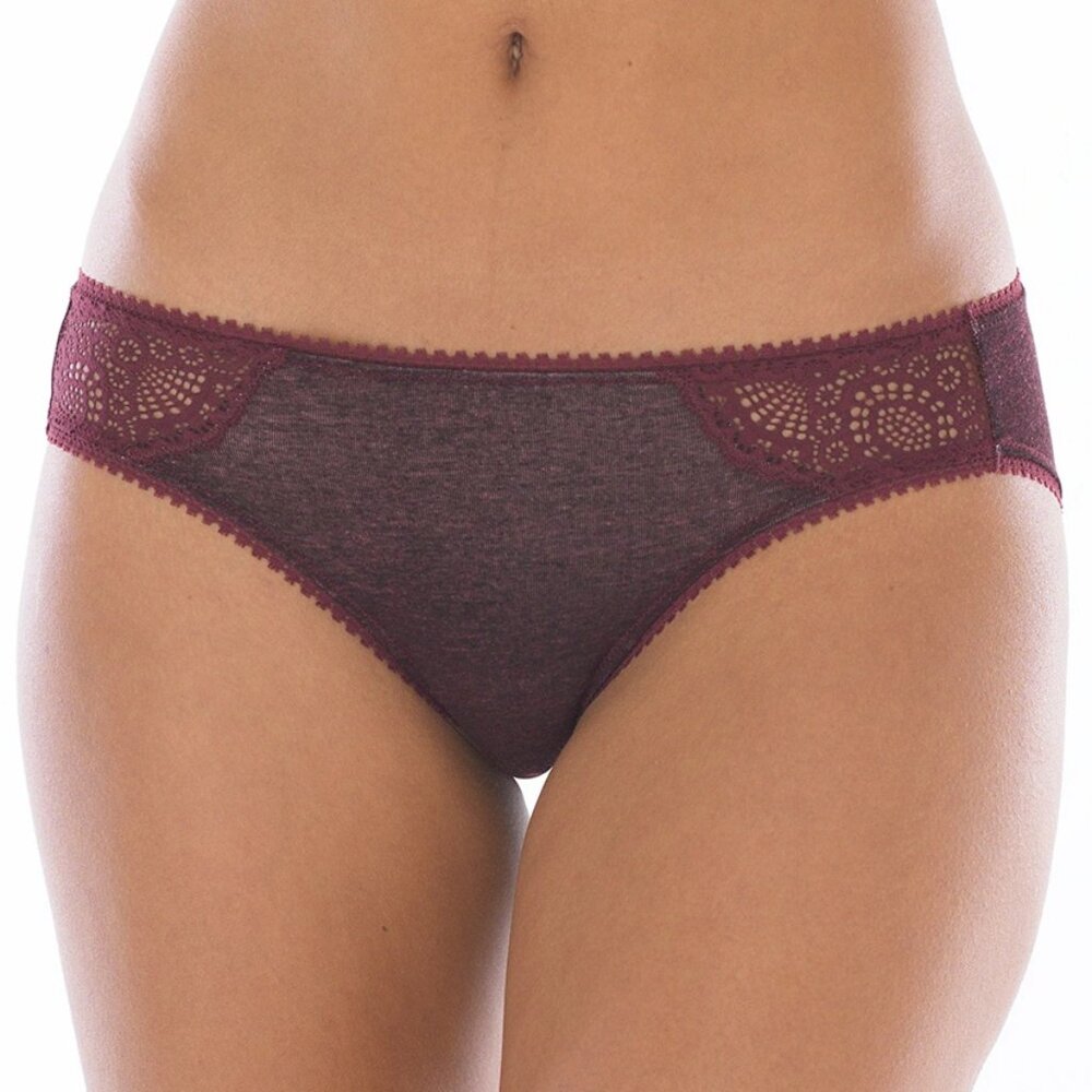 SOMA EMBRACEABLE Geo Lace Bikini Size L Tufted Mini Nightshade